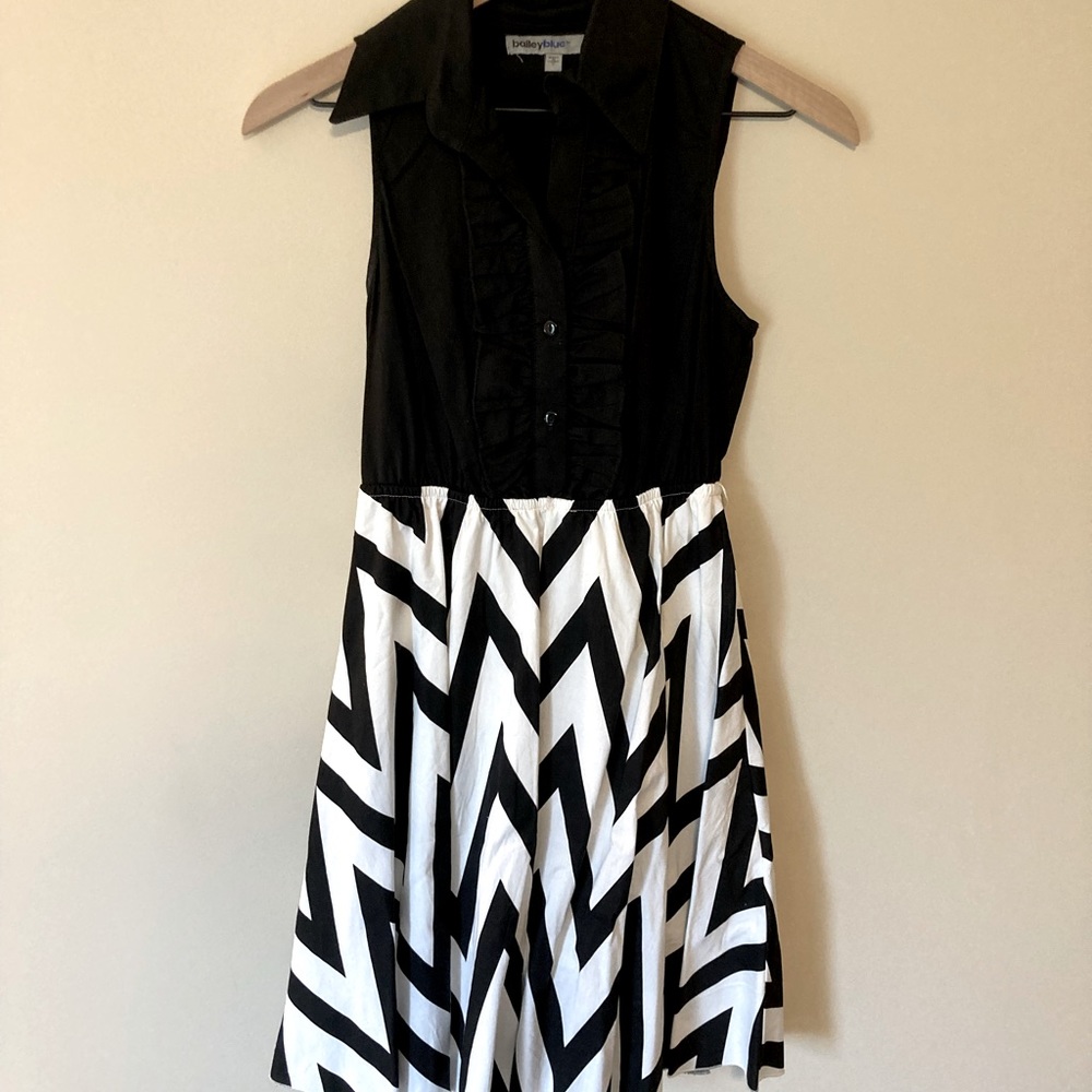Bailey Blue Black + White Button Up Dress